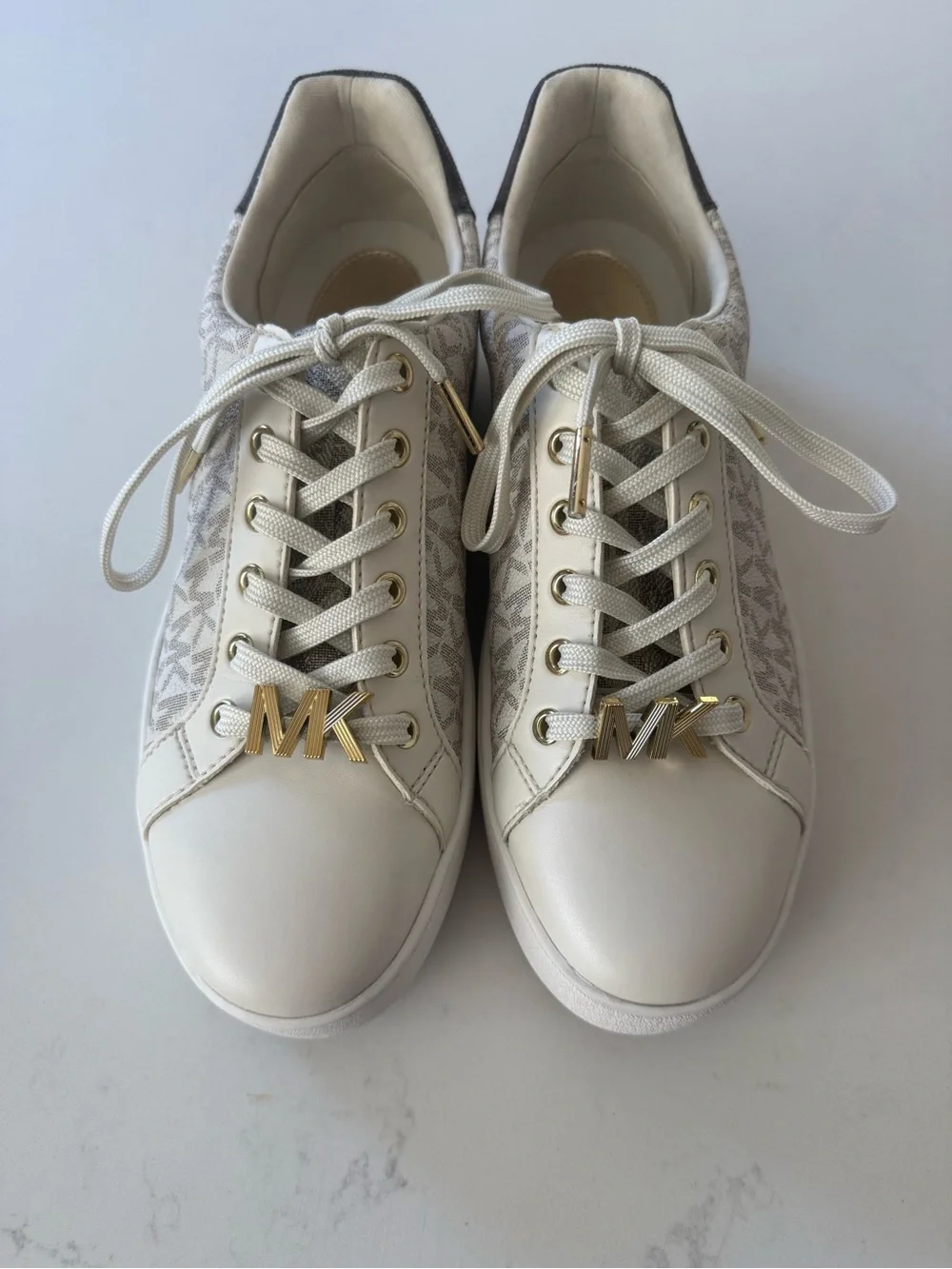 Michael Kors Cream/Beige MK Monogram Platform Sneakers